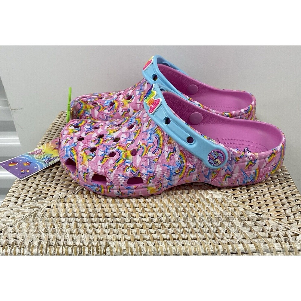 Crocs Girls Classic Lisa Frank Unicorn Clogs Pink Juniors Size 4 Women's 6 NWT‎